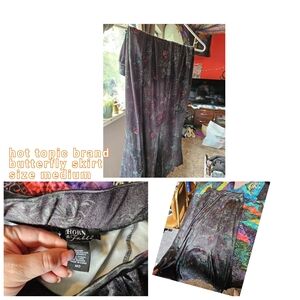 Hot Topic Metallic Black and Purple Butterfly Maxi Skirt